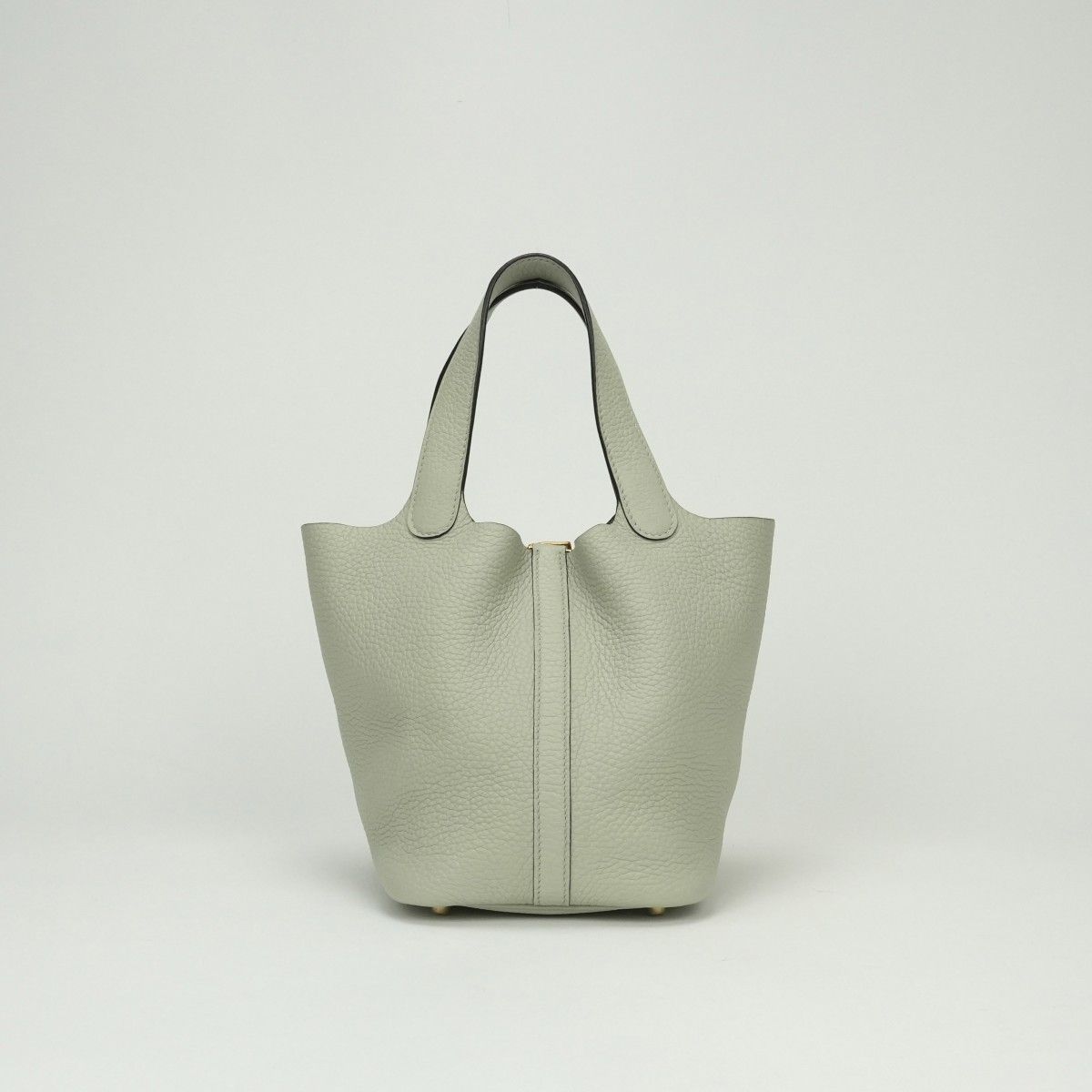 Hermes Picotin Lock PM 18 Tote Taurillon Clemence Grisneve Green Gold — view 3
