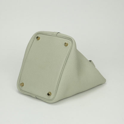 Hermes Picotin Lock PM 18 Tote Taurillon Clemence Grisneve Green Gold — view 5