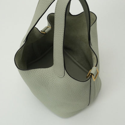 Hermes Picotin Lock PM 18 Tote Taurillon Clemence Grisneve Green Gold — view 8
