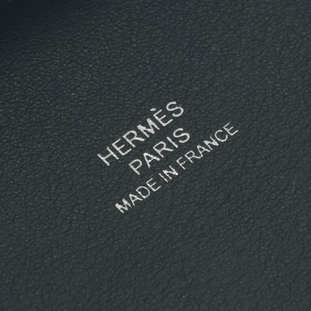 Hermes Bastia Verso Wallet Coin Purse Box Calf Blue Silver — view 6