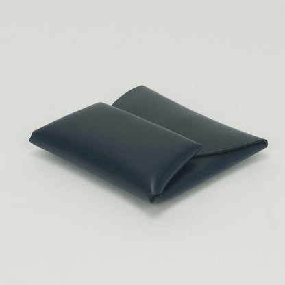 Hermes Bastia Verso Wallet Coin Purse Box Calf Blue Silver — view 4