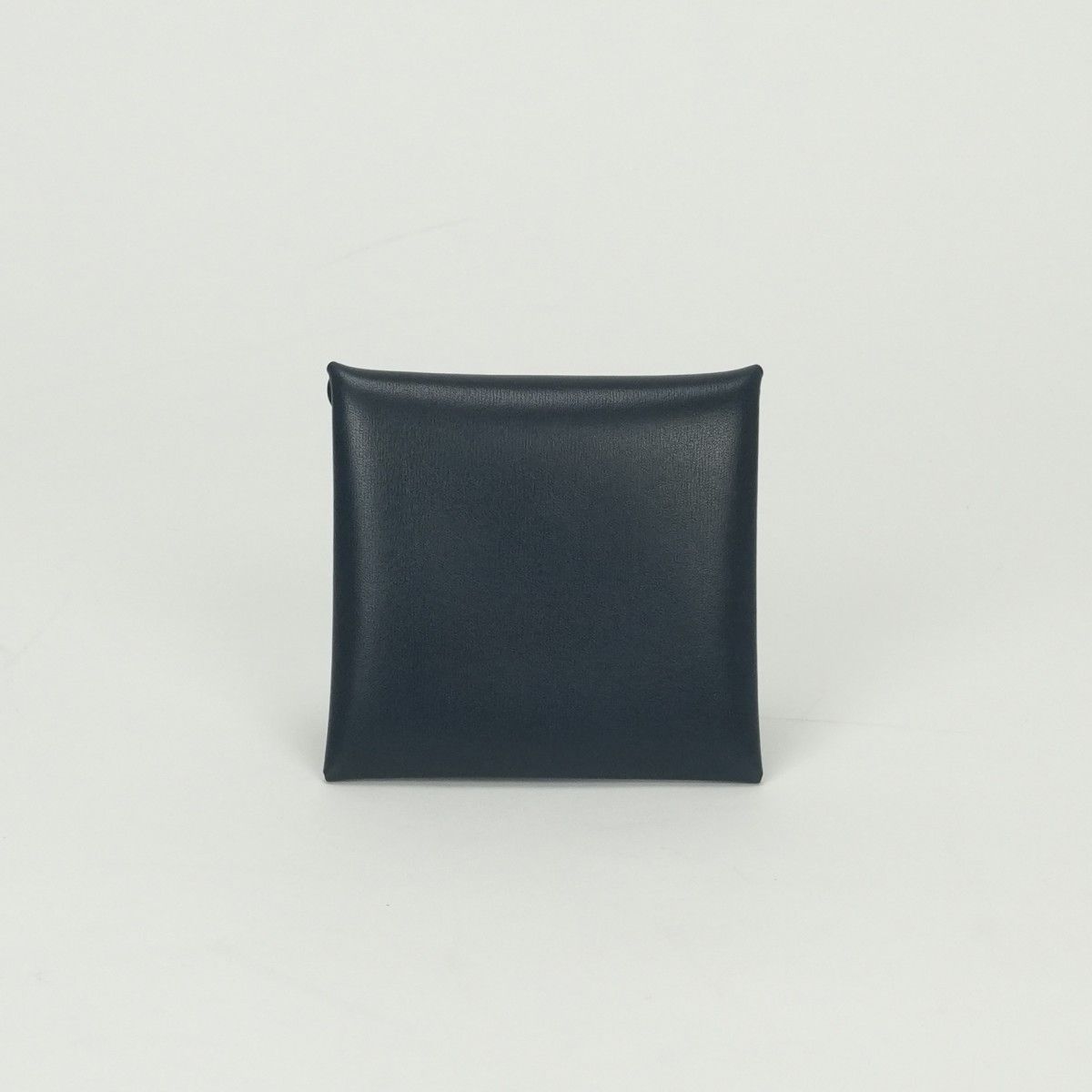 Hermes Bastia Verso Wallet Coin Purse Box Calf Blue Silver — view 2