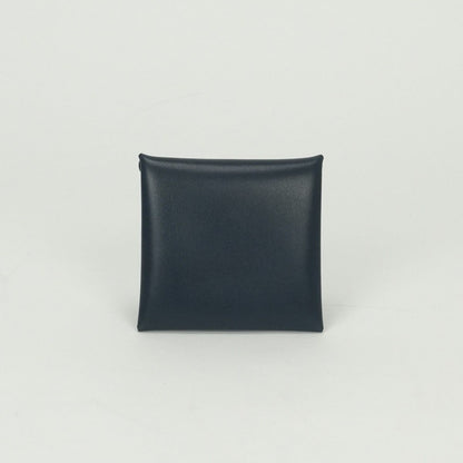 Hermes Bastia Verso Wallet Coin Purse Box Calf Blue Silver — view 2