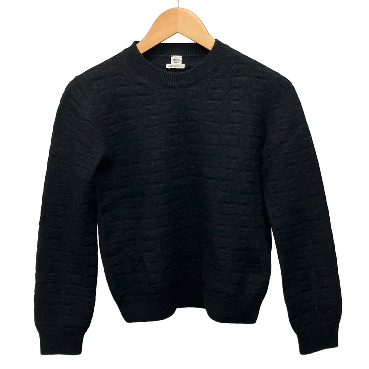 Hermes Long Sleeve Sweater 38 M Black Crew Neck Ash