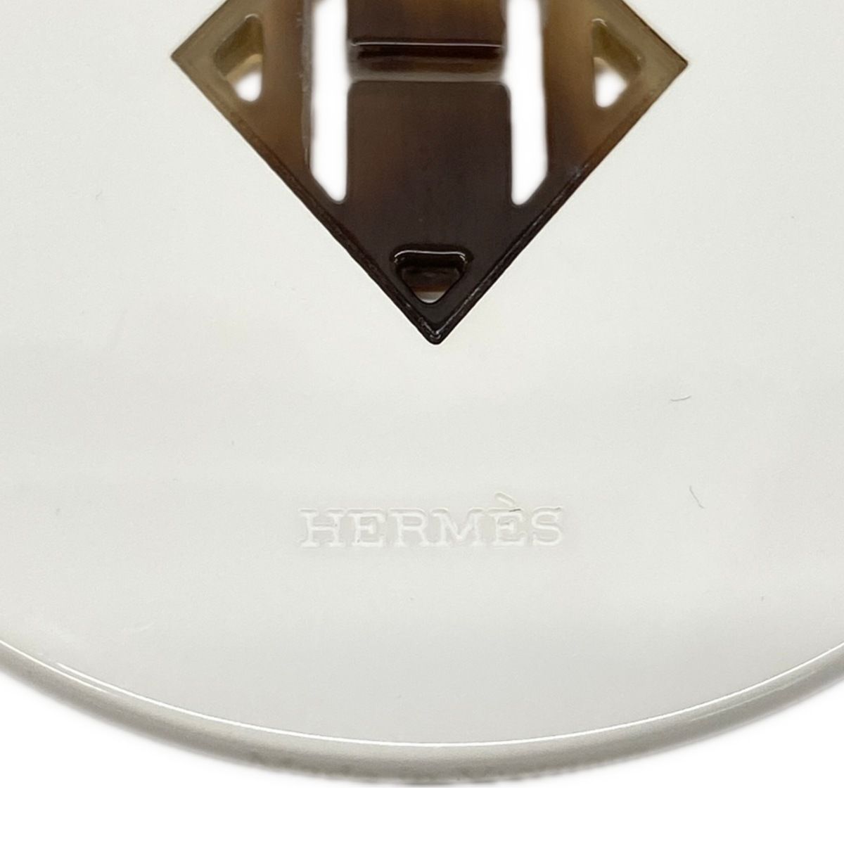 Hermes Necklace Cotton White Dark Brown Gray Beige Logo — view 5