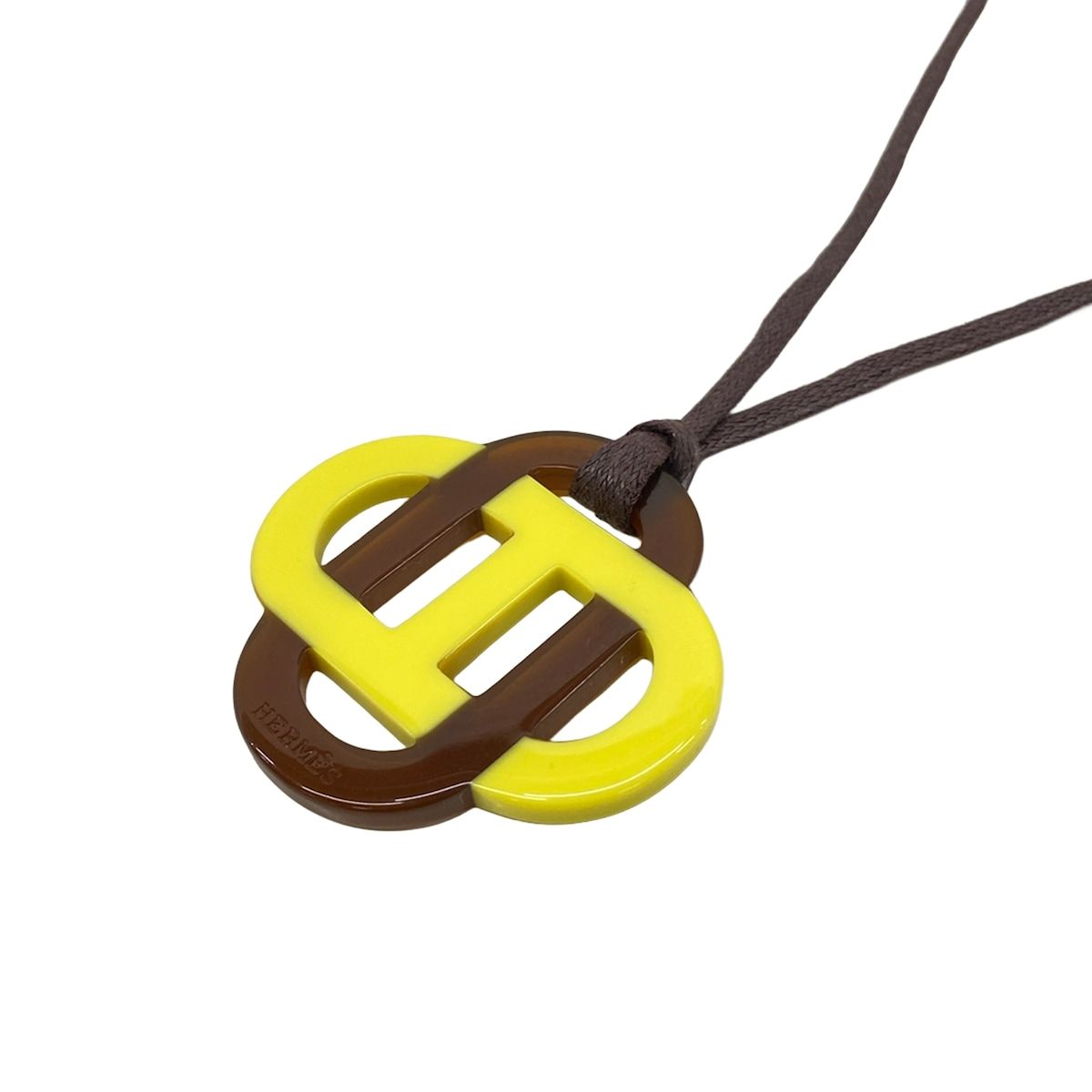 Hermes Necklace Isatis Cotton Yellow Dark Brown