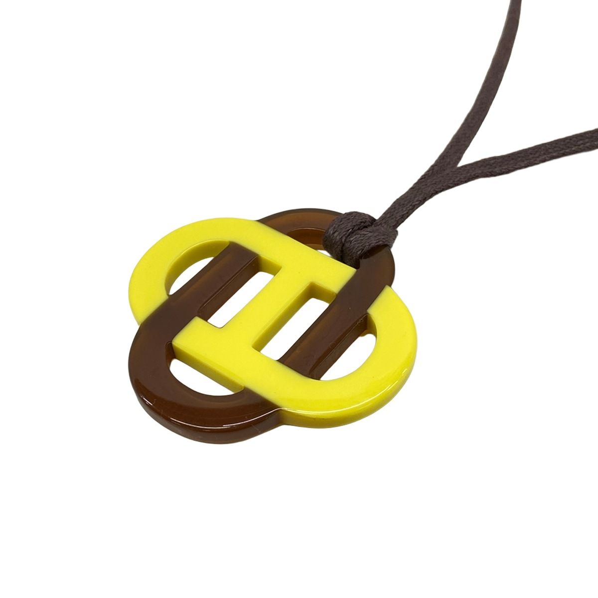 Hermes Necklace Isatis Cotton Yellow Dark Brown — view 3