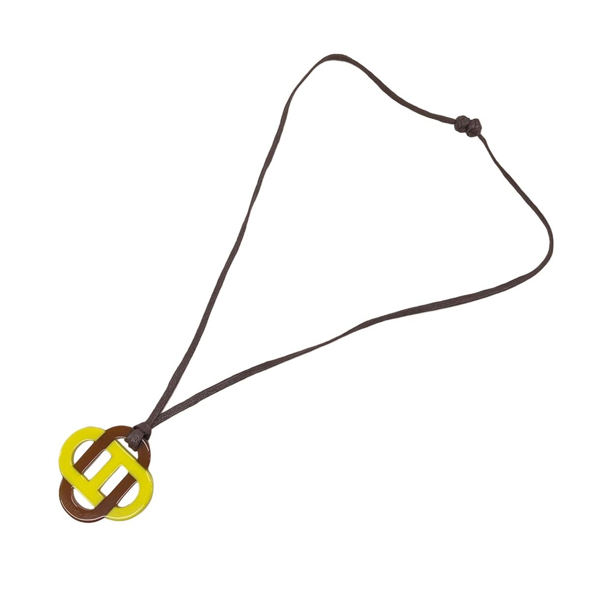 Hermes Necklace Isatis Cotton Yellow Dark Brown — view 2