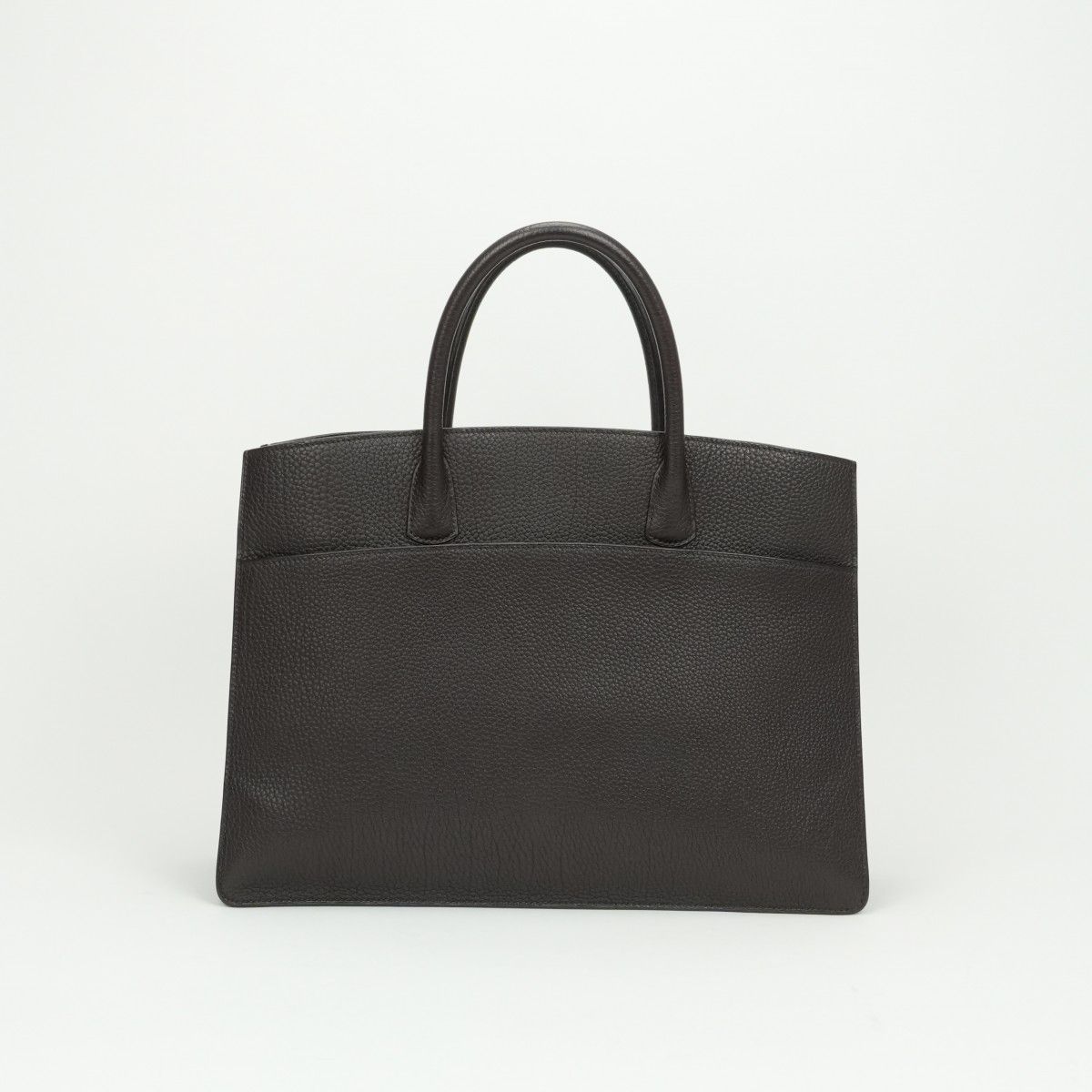 Hermes White Bus GM Tote Fjord Chocolat Chocolate Brown Gold Handbag