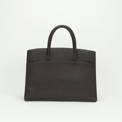 Hermes White Bus GM Tote Fjord Chocolat Chocolate Brown Gold Handbag