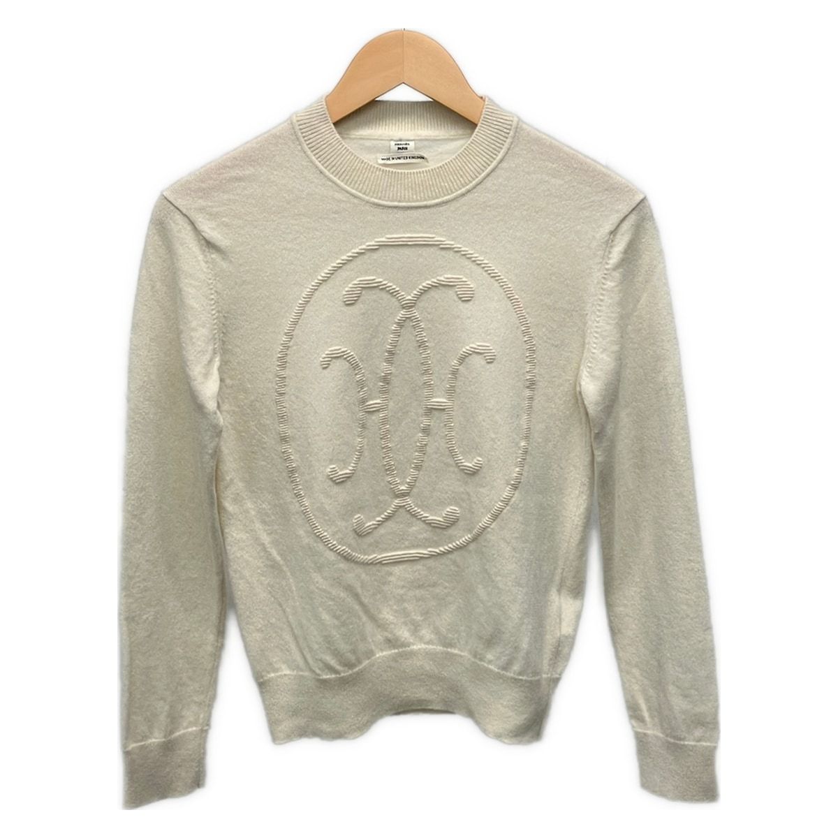 Hermes Long Sleeve Sweater 38 M Ivory Crew Neck Cashmere Lift