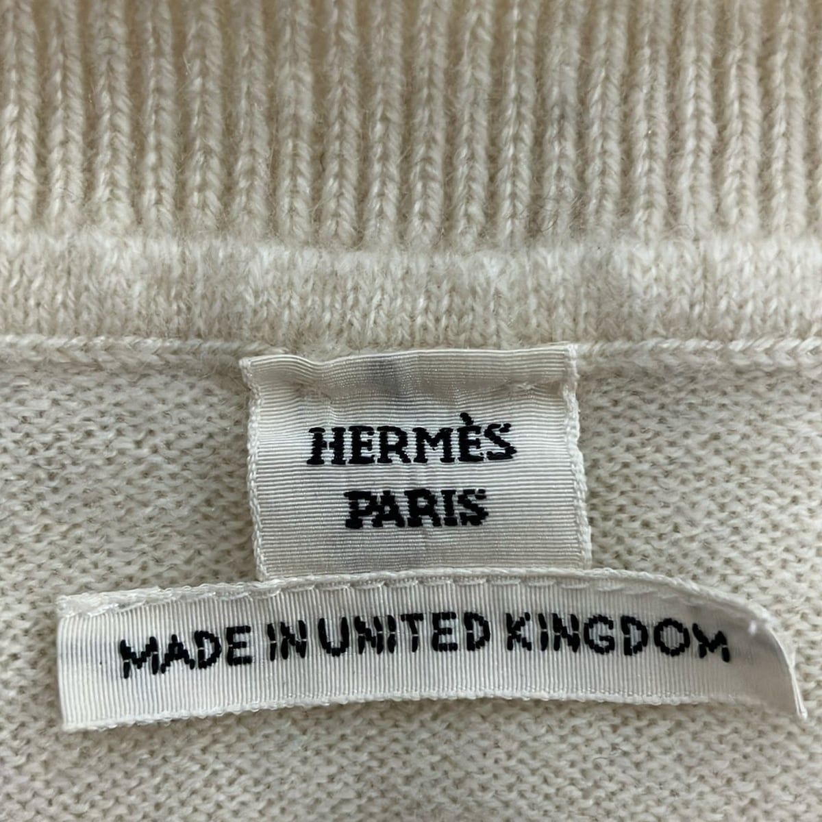 Hermes Long Sleeve Sweater 38 M Ivory Crew Neck Cashmere Lift — view 3