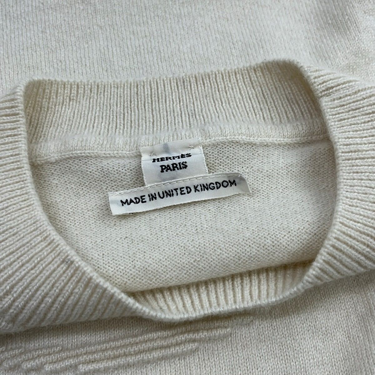 Hermes Long Sleeve Sweater 38 M Ivory Crew Neck Cashmere Lift — view 7