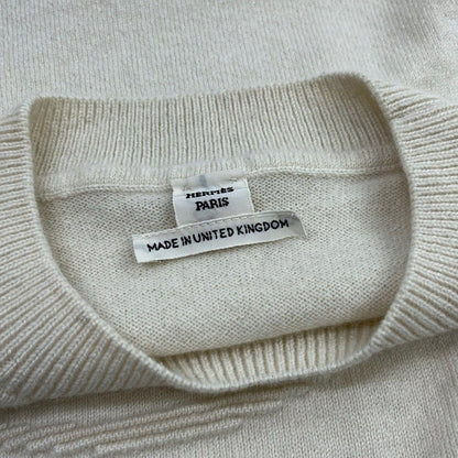 Hermes Long Sleeve Sweater 38 M Ivory Crew Neck Cashmere Lift — view 7