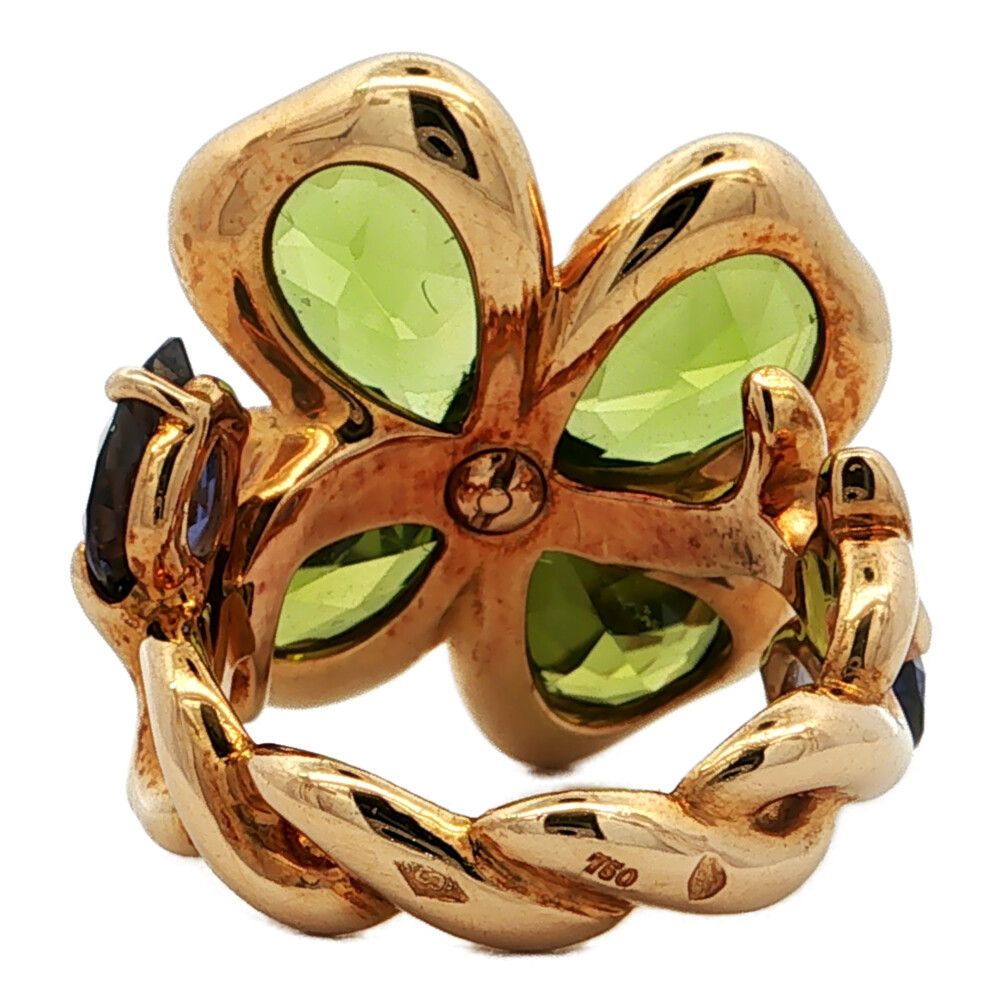 Chanel Clover Peridot Tanzanite Ring 18k Yellow Gold — view 2
