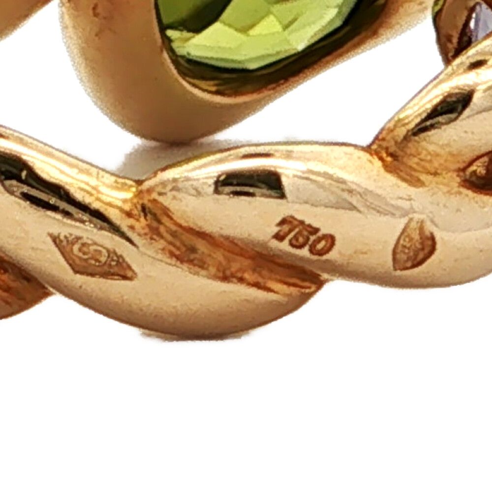 Chanel Clover Peridot Tanzanite Ring 18k Yellow Gold