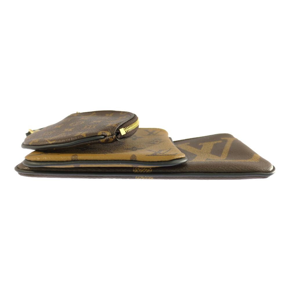 Louis Vuitton Monogram Reverse Pochette Trio Coin Purse Wallet Brown — view 2