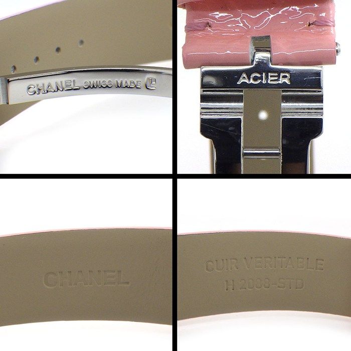 Chanel Watch Mademoiselle Square White Dial Roman Index Pink Enamel Leather SS — view 5