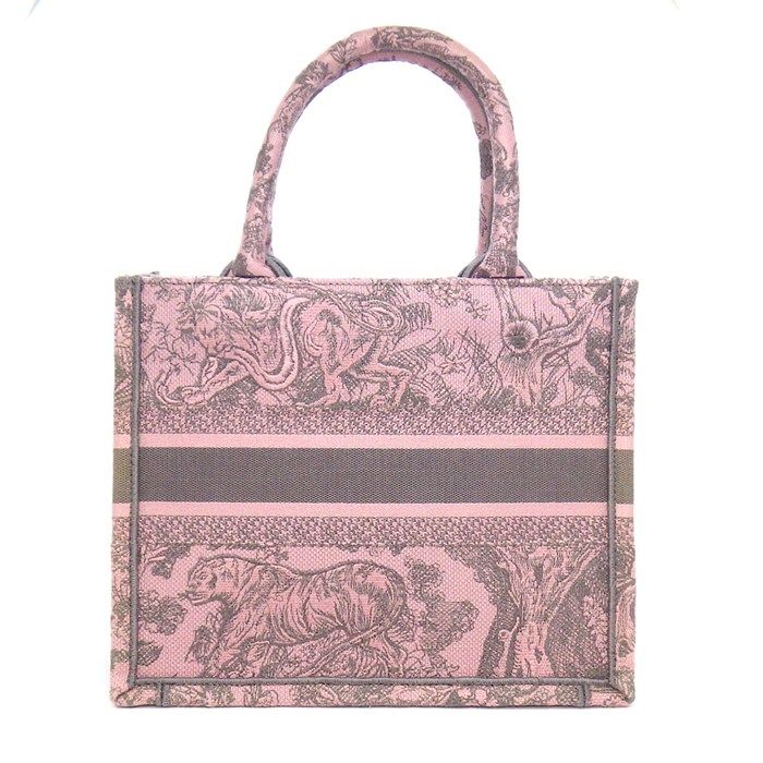 Dior Tote Book Small Pink Gray Toile de Jouy Sauvage Embroidery — view 2