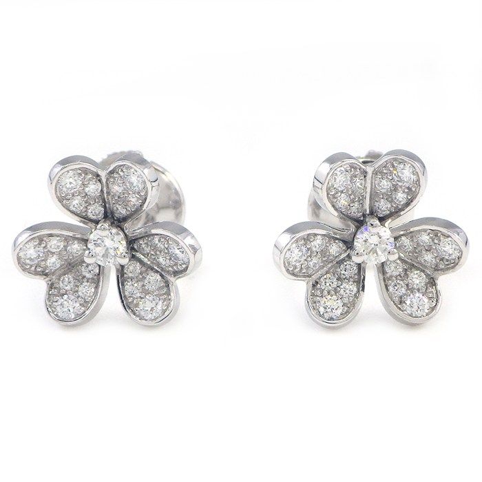 Van Cleef & Arpels Earrings Frivole Mini Pave Round Cut 50 Points Diamond Total