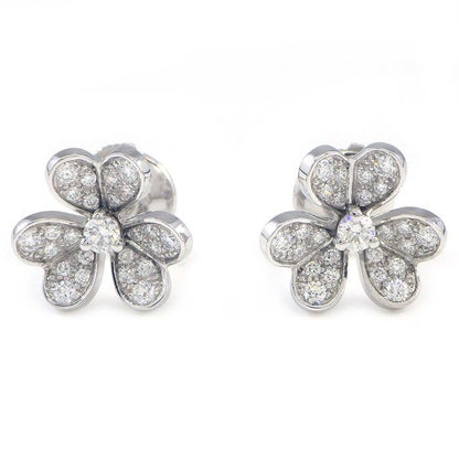Van Cleef & Arpels Earrings Frivole Mini Pave Round Cut 50 Points Diamond Total