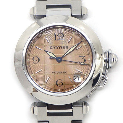 Cartier Watch Pasha C Guilloche Salmon Pink Dial Date SS Automatic Winding