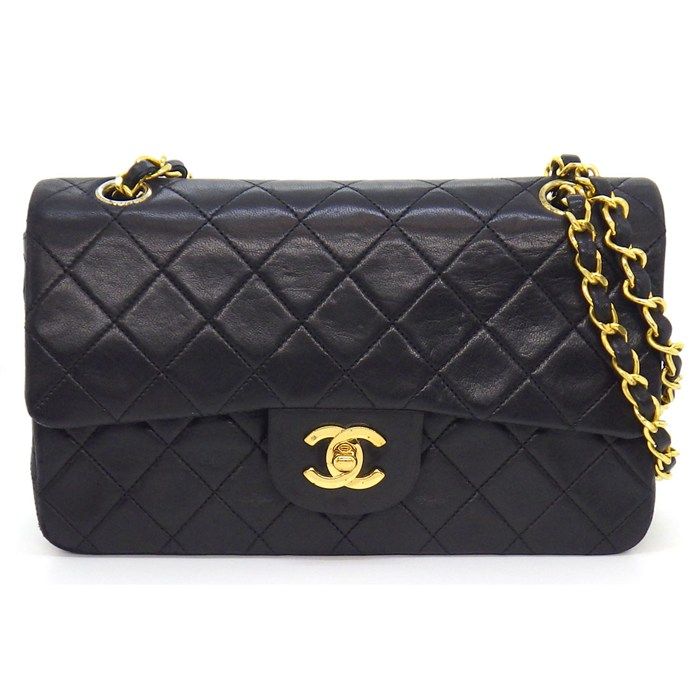 Chanel Shoulder Bag Quilted 23 Classic Small Black Bordeaux Lambskin