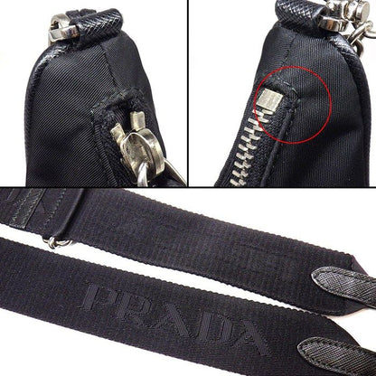 Prada Shoulder Bag Re Edition Re-Nylon Black Red Recycled Polyamide Saffiano — view 9