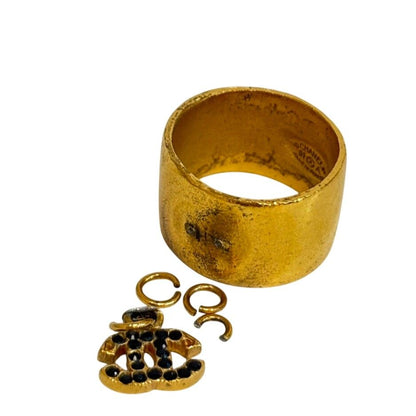 Chanel Line Stone CC Logo Ring Gold