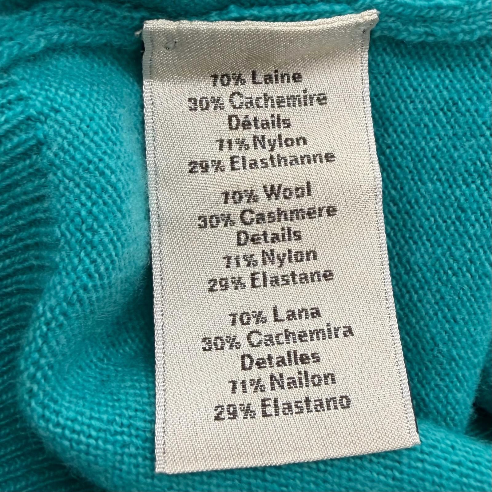 Hermes Wool Cashmere Pocket Crew Neck Pullover Knit Sweater Turquoise Blue — view 7