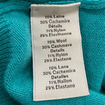Hermes Wool Cashmere Pocket Crew Neck Pullover Knit Sweater Turquoise Blue — view 7