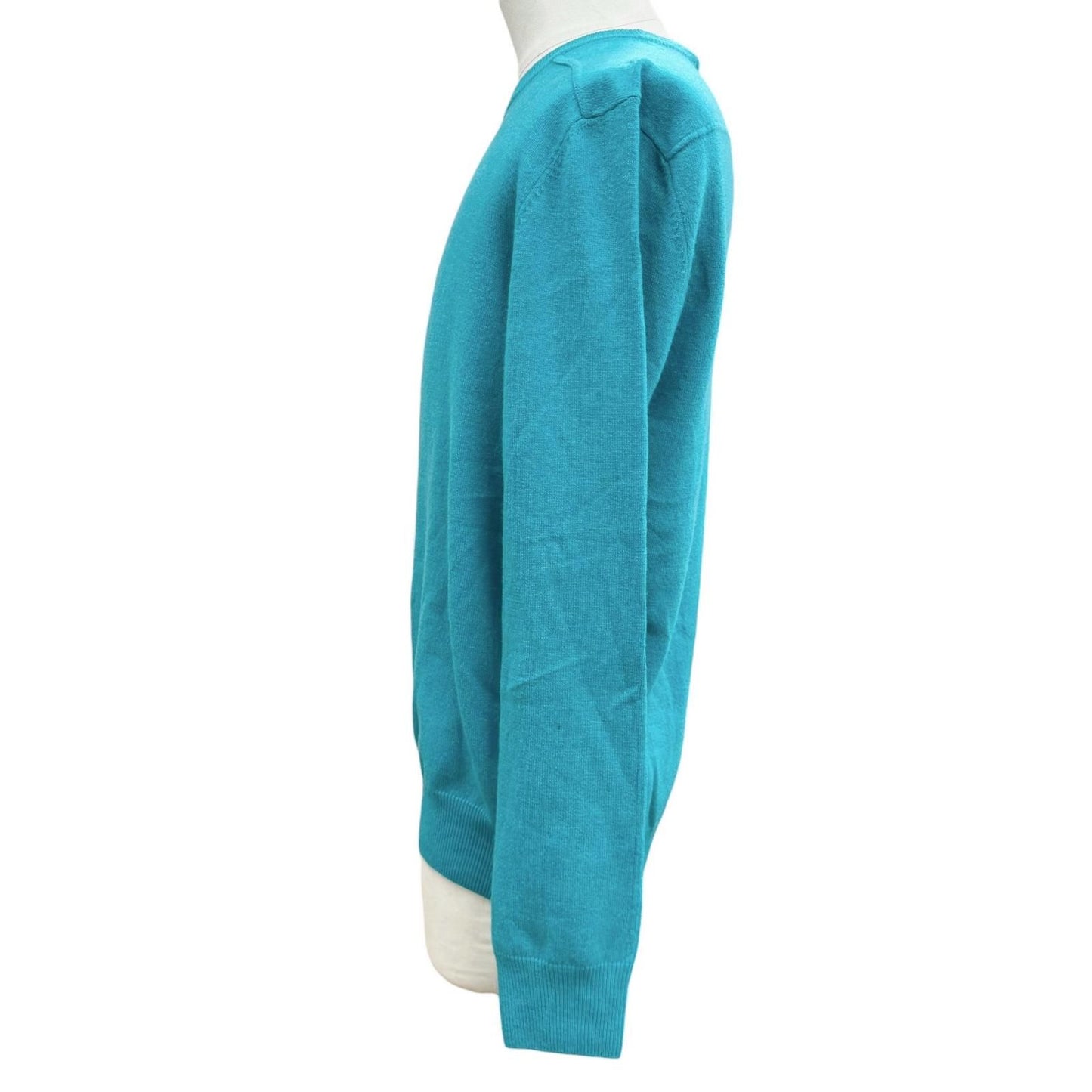 Hermes Wool Cashmere Pocket Crew Neck Pullover Knit Sweater Turquoise Blue — view 3
