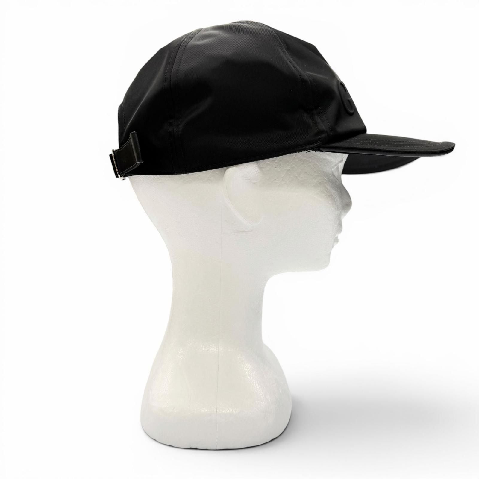 Gucci Nylon Leather Logo Embossed Hat Baseball Cap Black Silver XL — view 5