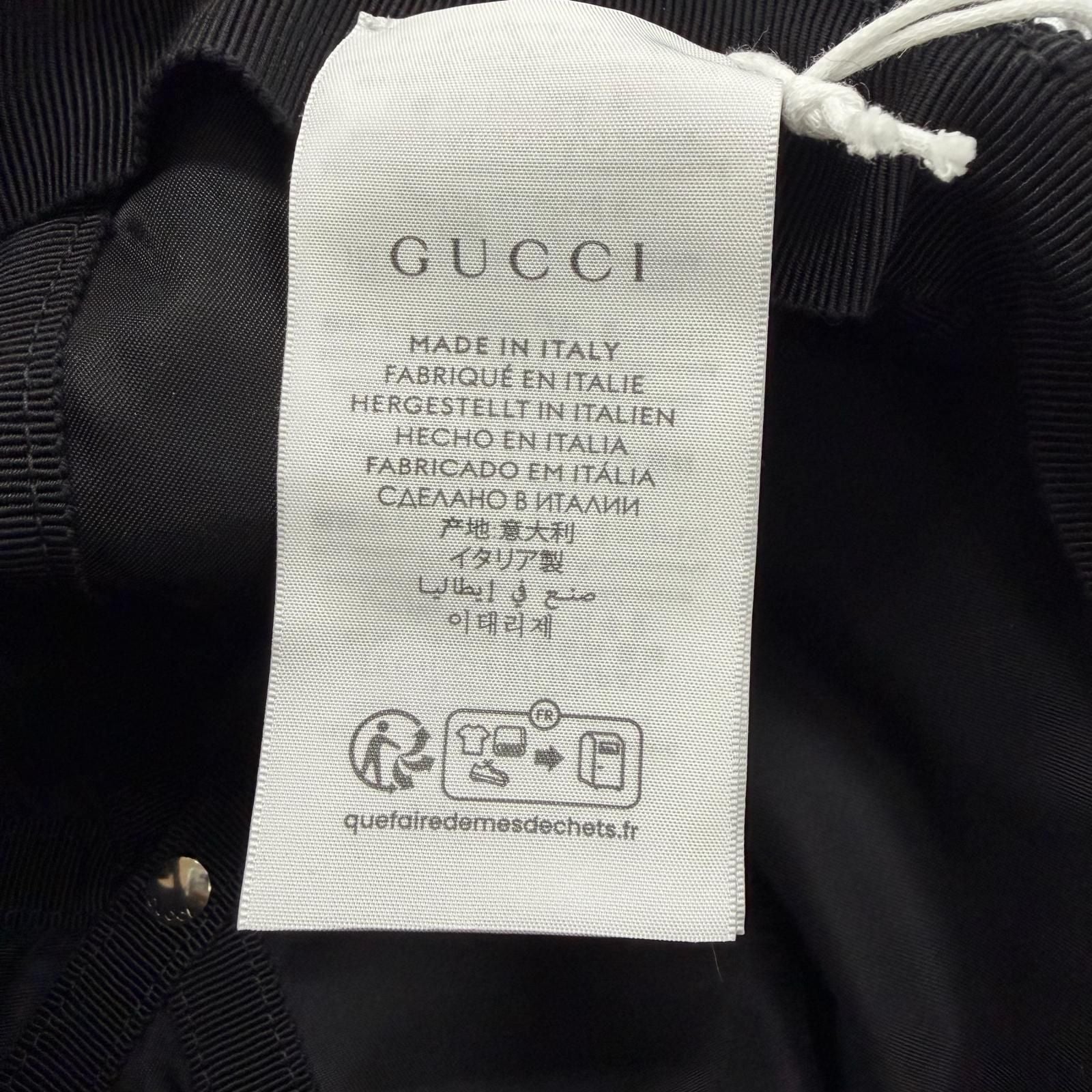 Gucci Nylon Leather Logo Embossed Hat Baseball Cap Black Silver XL — view 9