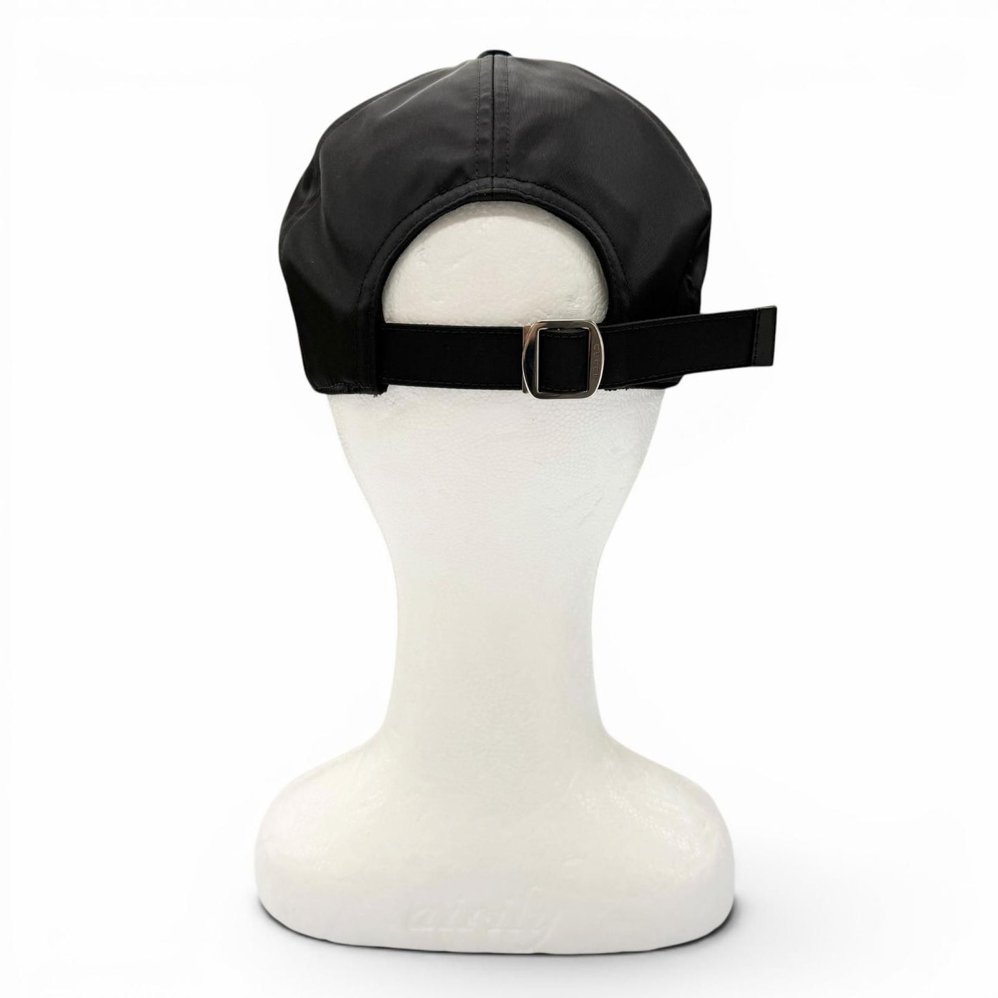 Gucci Nylon Leather Logo Embossed Hat Baseball Cap Black Silver XL — view 4