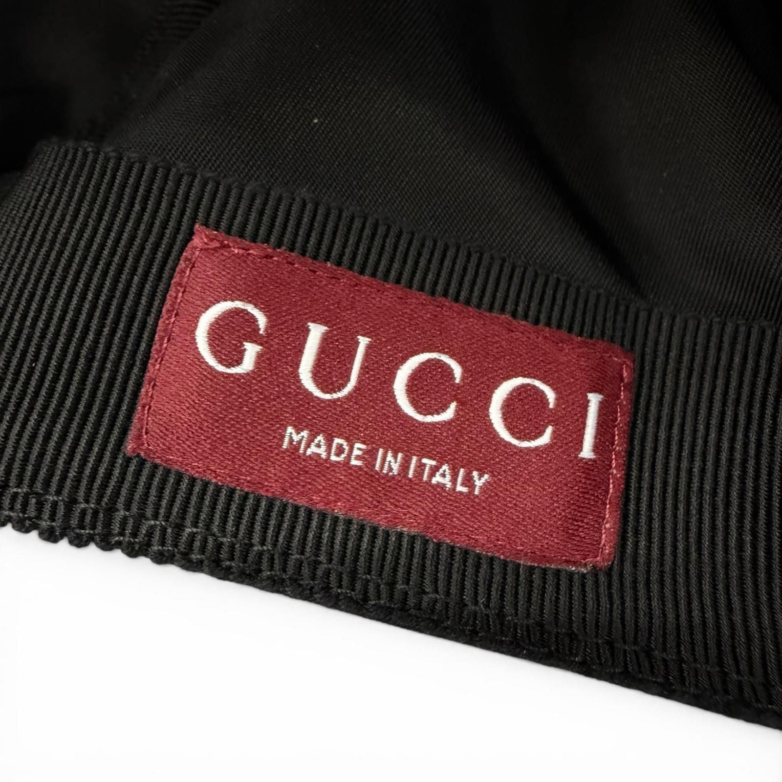 Gucci Nylon Leather Logo Embossed Hat Baseball Cap Black Silver XL — view 8