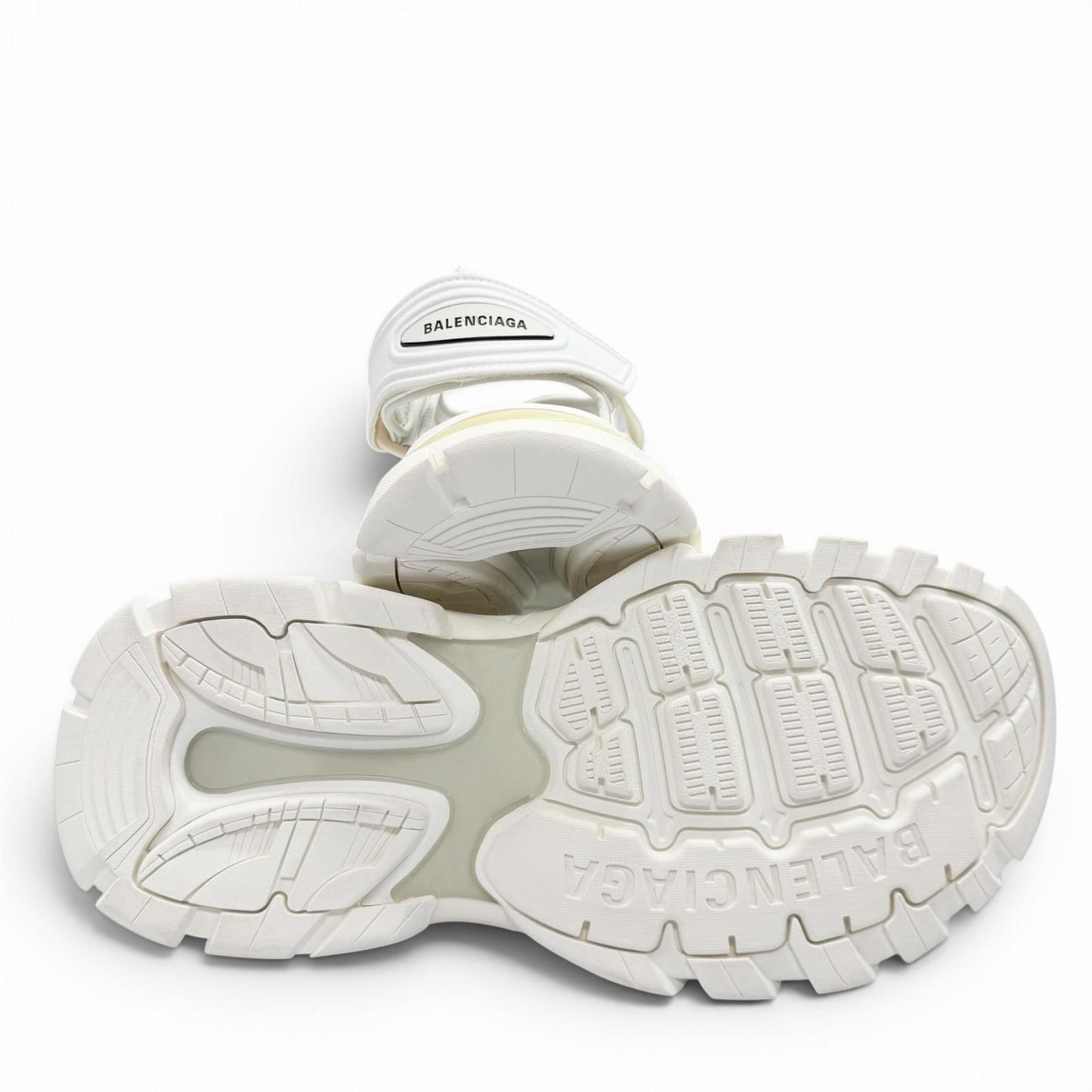 Balenciaga Track Leather Rubber Logo Velcro Strap Sandals White — view 5