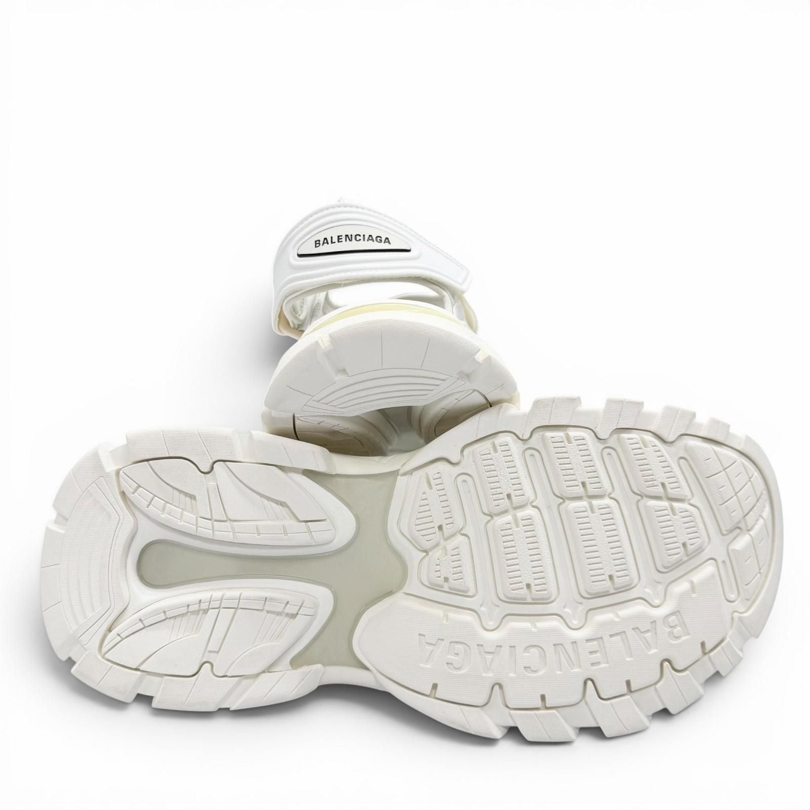 Balenciaga Track Leather Rubber Logo Velcro Strap Sandals White — view 5