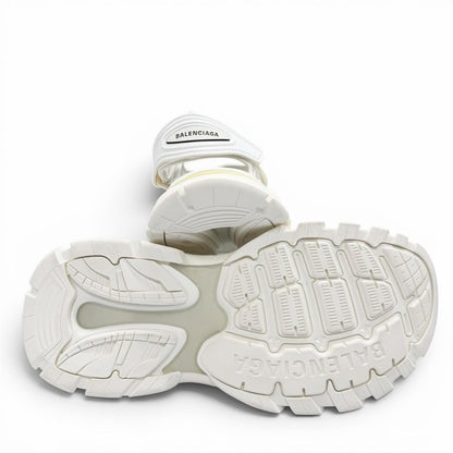 Balenciaga Track Leather Rubber Logo Velcro Strap Sandals White — view 5