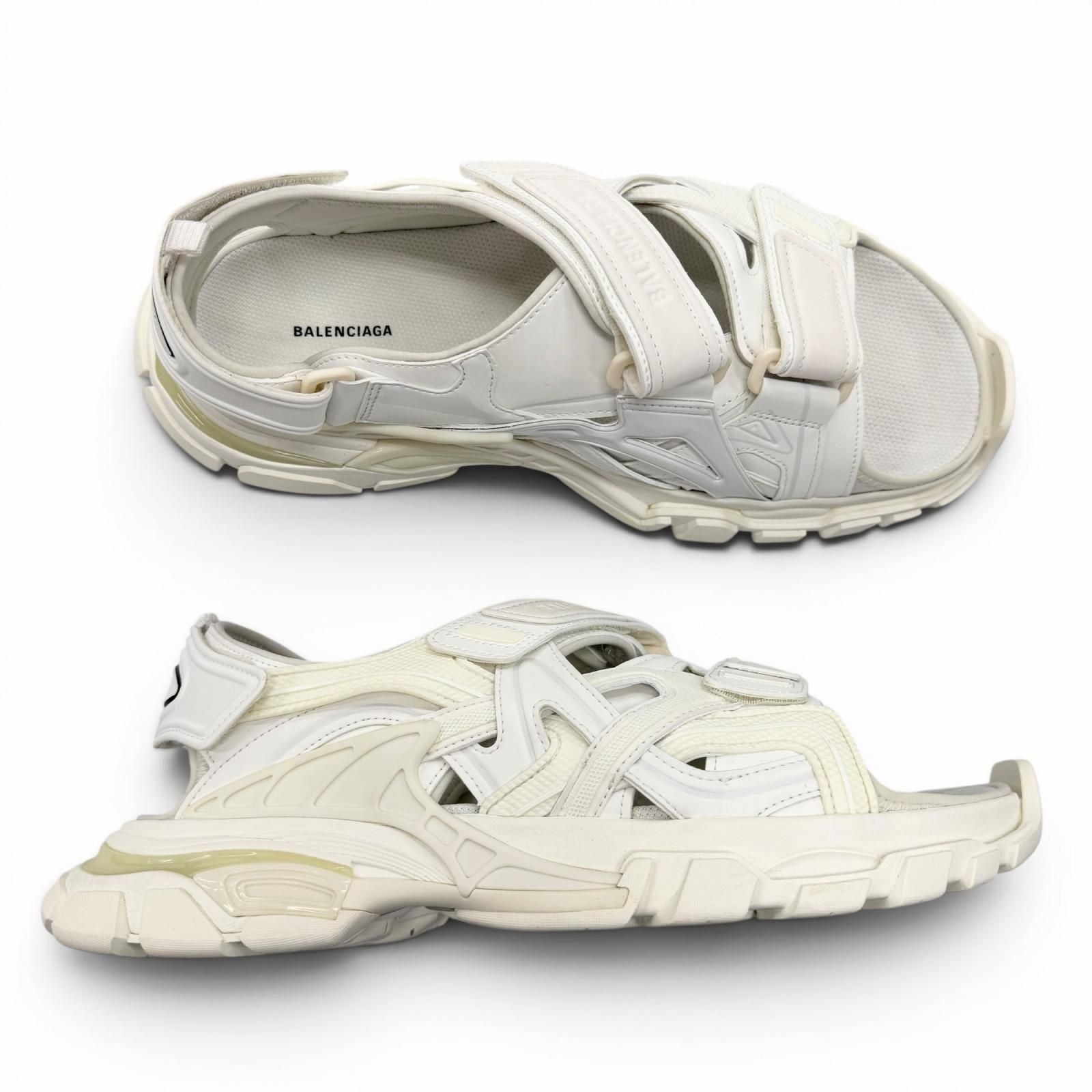 Balenciaga Track Leather Rubber Logo Velcro Strap Sandals White — view 6