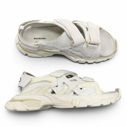 Balenciaga Track Leather Rubber Logo Velcro Strap Sandals White — view 6