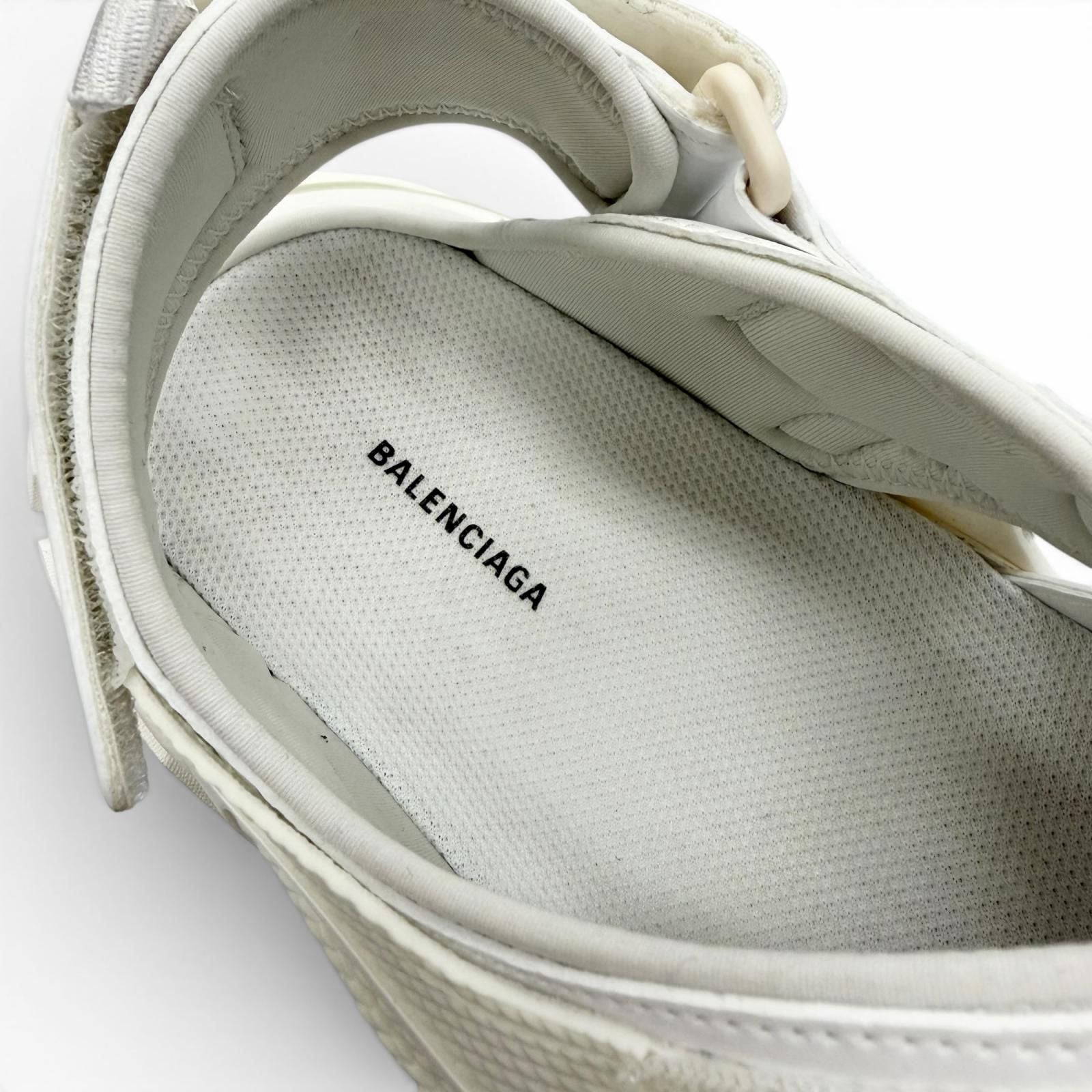Balenciaga Track Leather Rubber Logo Velcro Strap Sandals White — view 9
