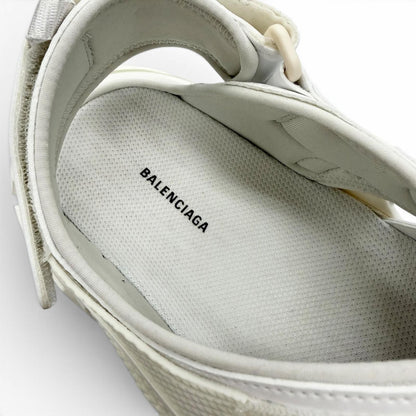 Balenciaga Track Leather Rubber Logo Velcro Strap Sandals White — view 9