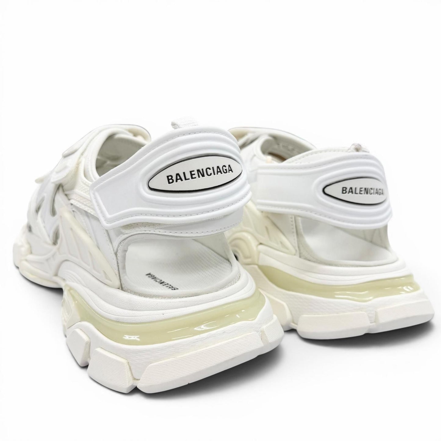 Balenciaga Track Leather Rubber Logo Velcro Strap Sandals White — view 4