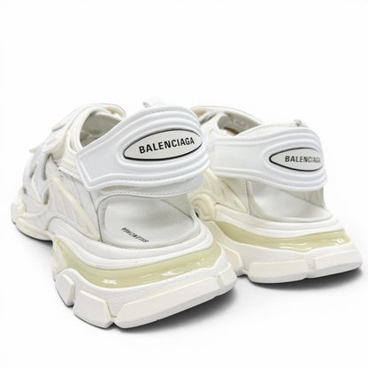 Balenciaga Track Leather Rubber Logo Velcro Strap Sandals White — view 4