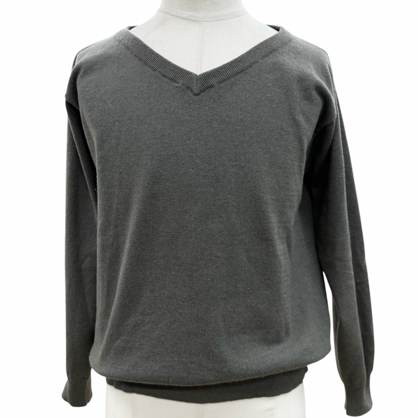 Brunello Cucinelli Cashmere V-neck Pullover Knit Sweater Gray