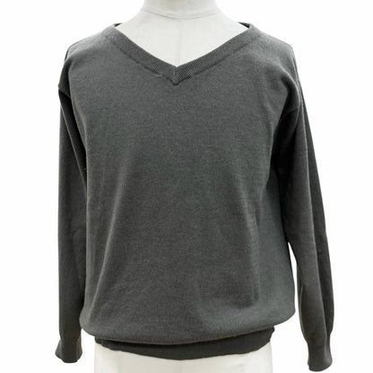 Brunello Cucinelli Cashmere V-neck Pullover Knit Sweater Gray