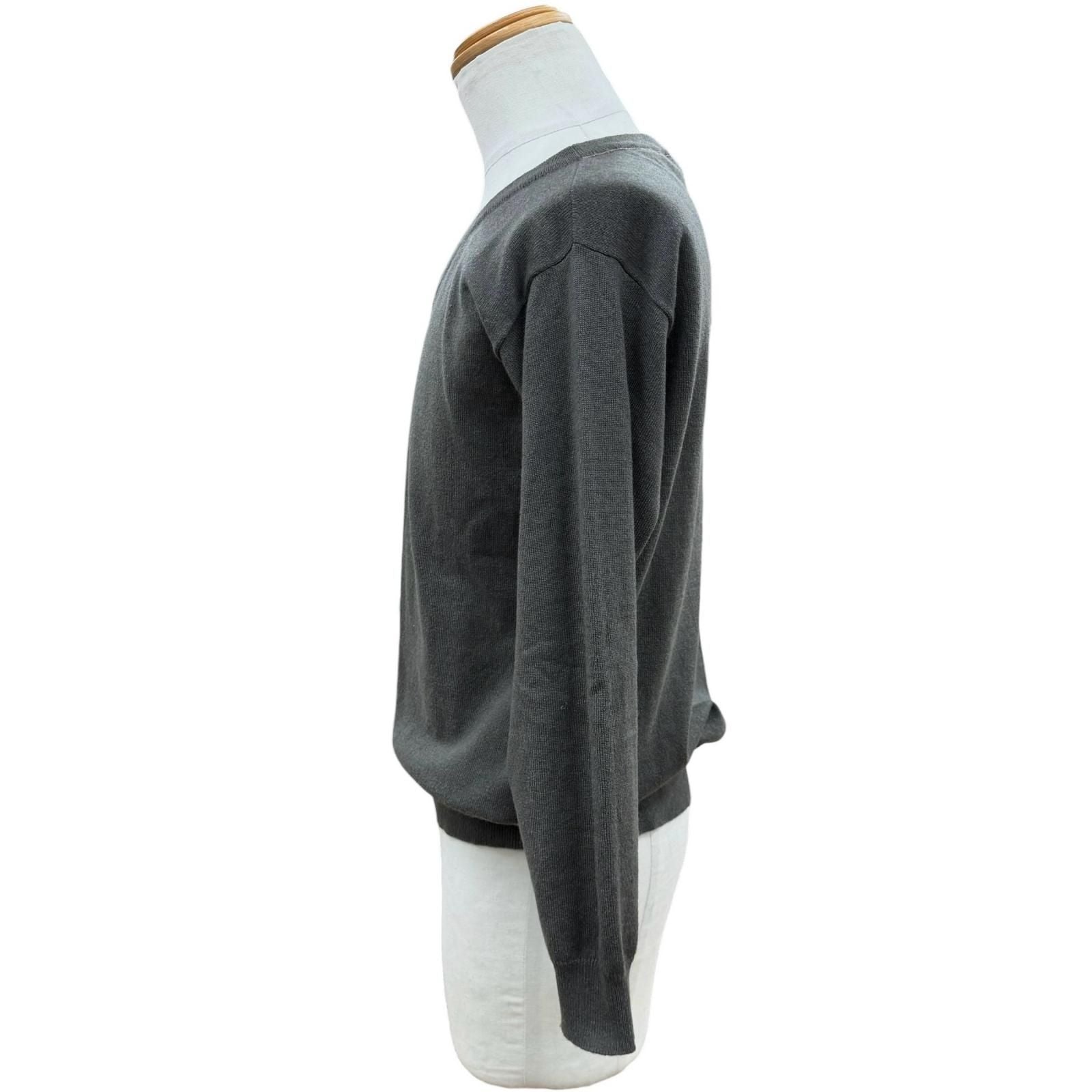 Brunello Cucinelli Cashmere V-neck Pullover Knit Sweater Gray — view 3