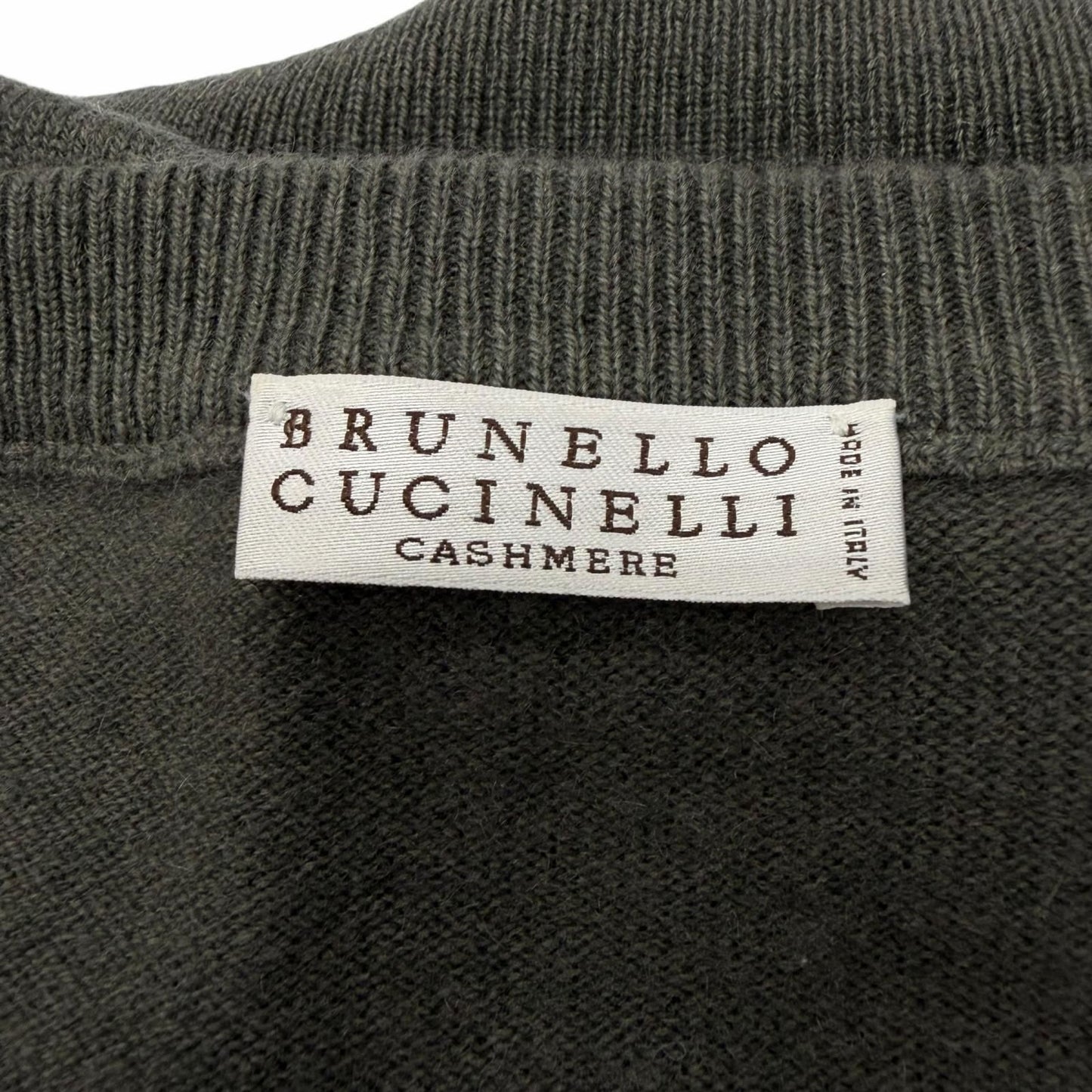 Brunello Cucinelli Cashmere V-neck Pullover Knit Sweater Gray — view 6