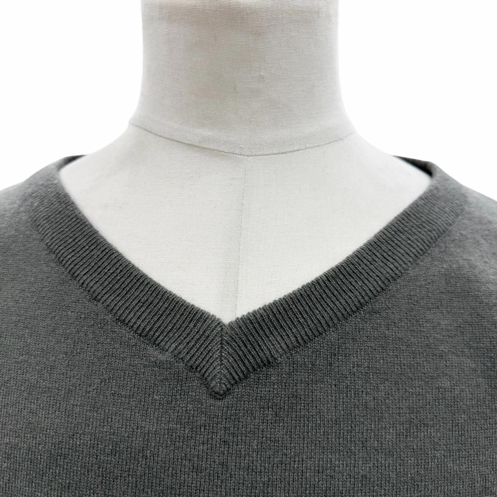 Brunello Cucinelli Cashmere V-neck Pullover Knit Sweater Gray — view 2